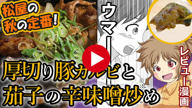 松屋の「厚切り豚カルビと茄子の辛味噌炒め」